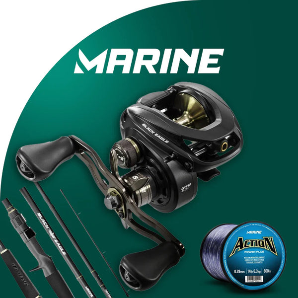 Kit Completo de Pesca Esportiva Marine |  Vara, Carretilha e Linha