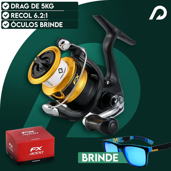 Molinete FX Profissional Drag 5Kg Recolhimento 6.2:1 | BRINDE: Óculos Polarizado